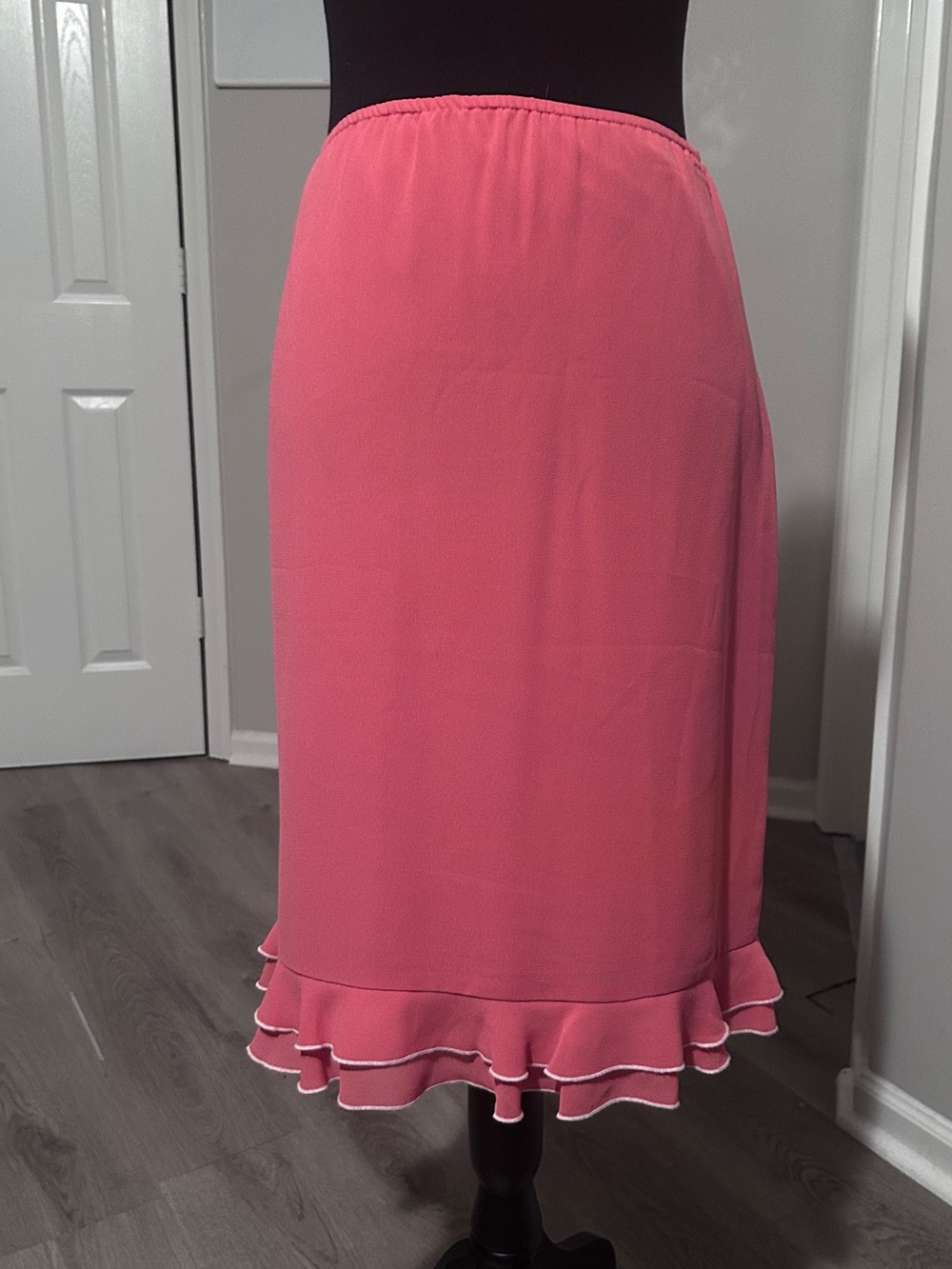 Vintage Coral Ruffle Hem Midi Skirt | Cottagecore Y2K | Size 12